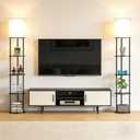 5-Tier Floor Lamp with Shelves, Standing Bookshelf Lamp, 3-Color LED, Corner Display Shelf Floor Lamp, Living Room Decor, Bedroom Decor, Nightstand, Office, Black (63'' H)
