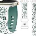 Watbro Christmas Engraved Band Compatible with Apple Watch 38mm 40mm 41mm 42mm 44mm 45mm 49mm Women Men,Cute Snowman Engraved Strap for iWatch Series 11 10 9 8 7 6 5 4 3 2 1 SE Ultra