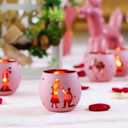 Valentine's Day Gift 4PCS - Romantic Glass Tealight Votive Holders, Sweet Wedding Housewarming Gift for Couples, Anniversary & Engagement Party Decor