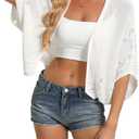 GRACE KARIN Womens Summer Crochet Cardigans, Short Sleeve Cropped Bolero Shrug, Lightweight Open Front Sweater Outwear.L