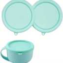 2pc silicone lids for Dash My Mug Ice Cream Maker, storage lids for Dash Ice Cream Maker, reusable silicone bowl covers, food grade, freezer and dishwasher safe. light green (bowl not included)