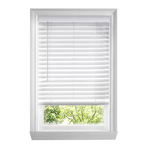 White Cordless Faux Wood Blinds for Windows with 2 in. Slats 301/2x48