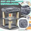 Abbylike 2 Pcs Cat Tree Tower Replacement Parts Grey Bed Cover with Elastic Band Removable Washable Padding for Platform Perch Shelves, Only Cover, Cat Tower Cushions Accessories(15.7 x 11.8 Inch)