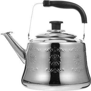 EatingBiting 3L Retro pattern design Stainless Steel Whistling Kettle Tea Home Teapot Whistle Portable Water Bottles with Heat-resistant Folding Handle Mirror Finish