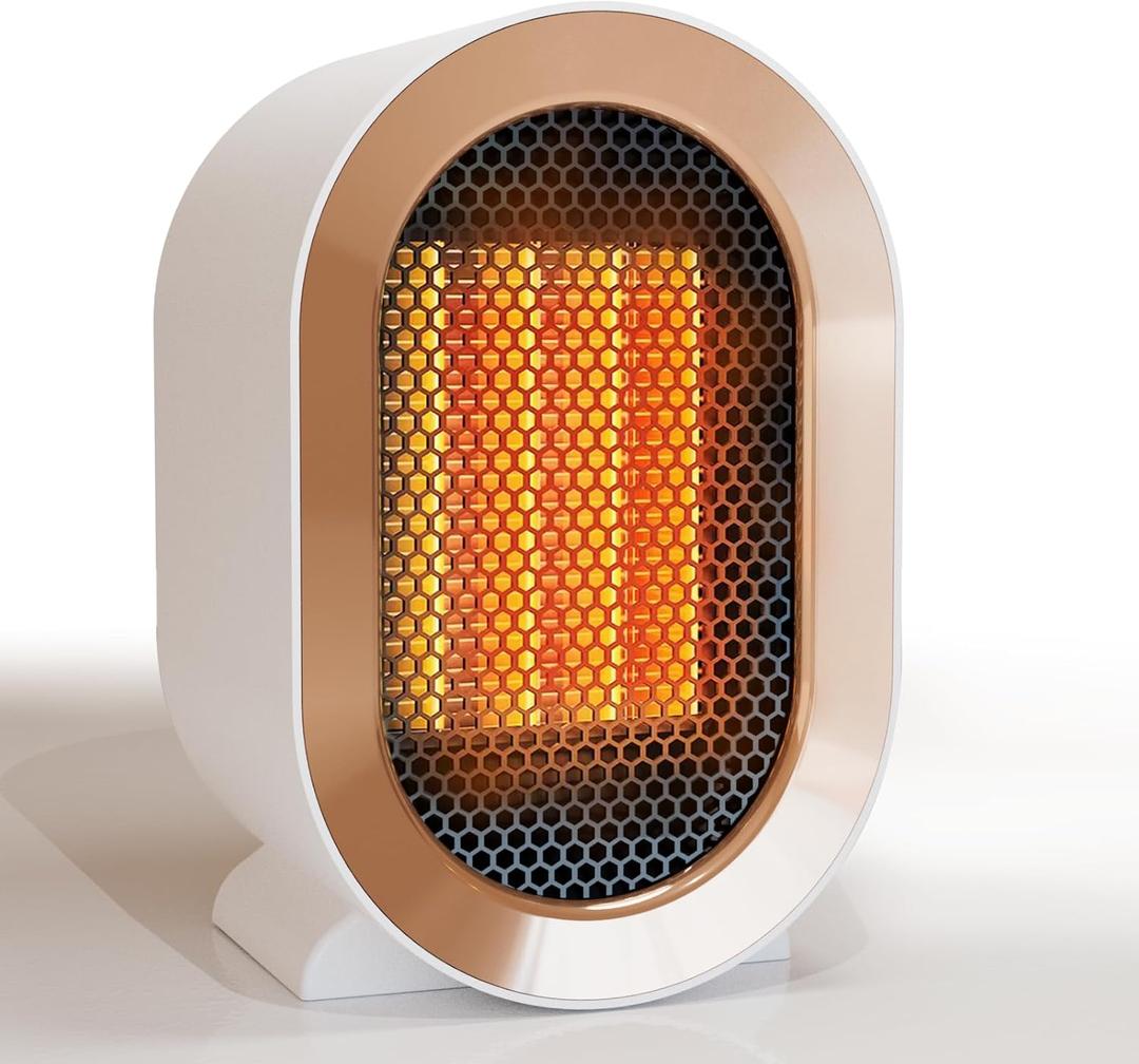 Indoor Electric Portable Space Heater, 1200W Personal Desk Heater, Fast Quiet Heating Ceramic for Large Room,Bedroom and Office Use (White)