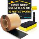 EPDM Rubber Roofing Seam Tape Kit - 30 Feet x 3 Inch - Double Sided Butyl Tape – Black Self Adhesive for Liner Bonding Sealing Repairs – Works with EPDM TPO Hypalon and Other Membranes
