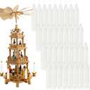 Nuanchu 36 Pcs Christmas Tree Candles for Pyramids 4 x 0.8 Inches Traditional Christmas Wax Candles for Xmas Tree Holiday Seasonal Celebration Decoration (White)