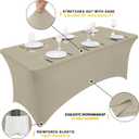 Smiry 2 Pack Spandex Table Cloth 6FT, Elastic Fitted Stretch Tablecloths, Washable and Wrinkle Free Rectangular Patio Table Cover for Outdoor, Wedding, Banquet (Taupe, 72Lx30Wx30H Inch)