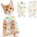 Cat Recovery Suit Female, Breathable Cat Onesie After Surgery Female for Abdominal Wounds or Skin Diseases, Surgery Recovery Suit Kitten Onesie After Spay Wear Anti Licking (Small, Lion)