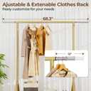 HYSEYY Heavy Duty Clothes Rack Load 450 LBS, Metal Garment Rack, Standing Rolling Clothing Rack for Hanging Clothes with Sturdy Wheels & Shelves, Portable Closet Wardrobe Rack,Gold