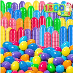 V-Opitos 1500 Pack Easter Plastic Eggs, 2.4'' Bulk Empty Easter Eggs in 8 Colors, Hinged Fillable Eggs for Easter Egg Hunt, Surprise Eggs, Basket Stuffers Fillers, Easter Party Favor for Kids