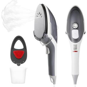 Hemantol Handheld Garment Steamer Iron, 2-in-1, 800w Quick heating, ironing, and wrinkle removal, Adjustable Steam Control Knob, Removable Water Tank, Travel Size for Home and Travel