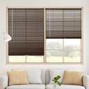Aluminum Mini Blinds for Windows Cordless Horizontal Window Shades for Light Adjustment, Metal Venetian Blinds Waterproof for Bedroom, Bathroom, 32" W x 64" H, Brown