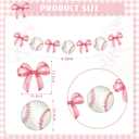 TaoBary 2 Pcs Pink Bow and Baseball Banner Baseball Paper Garland Party Decorations Sports Theme Hanging Decoration Paper Garland for Baby Shower/birthday Party Wall Decorations Photo Props