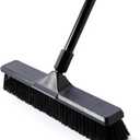 Eyliden 18" Push Broom for Deck Driveway Patio Garage | Heavy-Duty Stiff Bristles Sweeper with 66" Adjustable Handle | Outdoor Concrete Sidewalk Yard Snow Cleaning Tool, Black