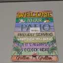 Welcome to Our Patio Outdoor Sign, 8×11 Inches Wooden Sign with Stand, Signs for Outdoor Beach Bar Pub, BBQ Party, Housewarming Gift, Outdoor Yard, Porch, Backyard-06