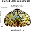 Baroque Style Lamp Shade Replacement Only 16X9 Inch Stained Glass Beige Yellow Mahogany Elegant Lampshades 1 Pcs Tiffany Light Cover Accessories for Table Lamp Floor Lamp Pendant Light