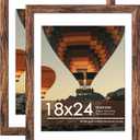 18x24 Picture Frame Brown 2 Pack, Display Pictures 16x20 with Mat or 18 x 24 Without Mat, Classic Poster Frame for Horizontal or Vertical Wall Mounting