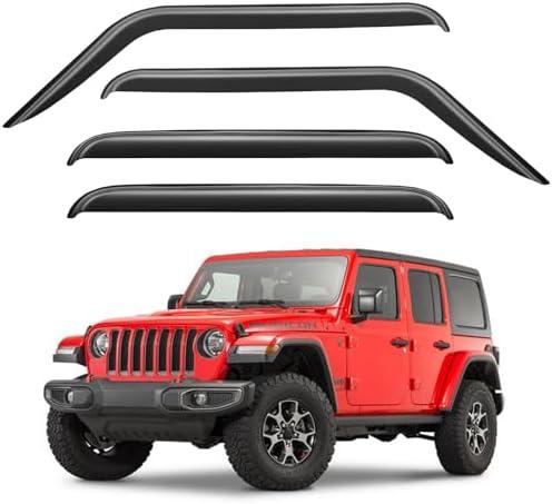 Window Visors Rain Guards for 2018-2026 Jeep Wrangler JL & 2020-2026 Jeep Gladiator, Out-Channel Window Vent Wind Deflectors Visors Shades