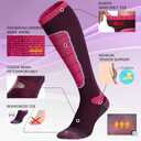 Hylaea Merino Wool Ski Socks, Cold Weather Socks for Snowboarding, Snow, Winter, Thermal Knee-high Warm Socks, Hunting (X-Large, Pink Rose Red (2 Pairs))