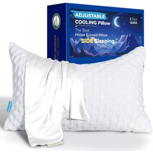 King Size Cooling Side Sleeper Pillow & Curved Pillow Cover King Size 1 Pack