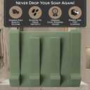 2 x Silicone Soap Dish (USA Patented) Self Draining Bar Soap Holder for Shower Bathroom Sink, Drying Soap Dish Tray Kitchen Sponge Holder Easy Cleaning Soap Saver Mat (Eco Green, 1)