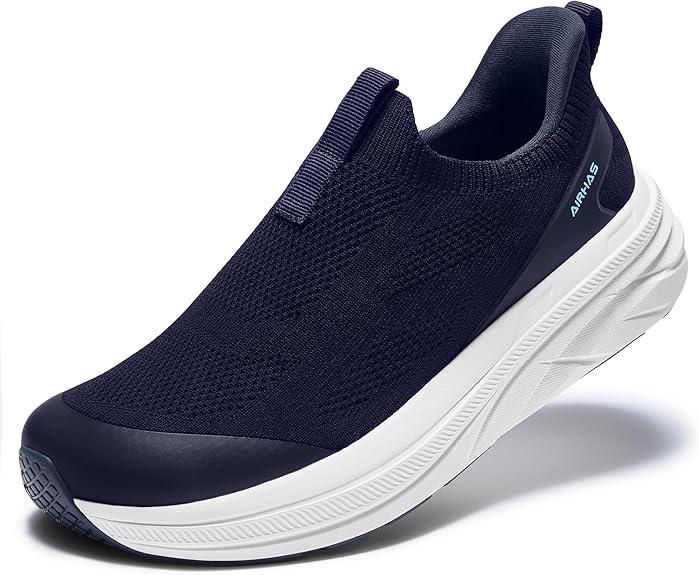AIRHAS Womens Slip On Walking Shoes Breathable Sneakers for Women Lightweight Casual Shoes(Black/White,9.5)