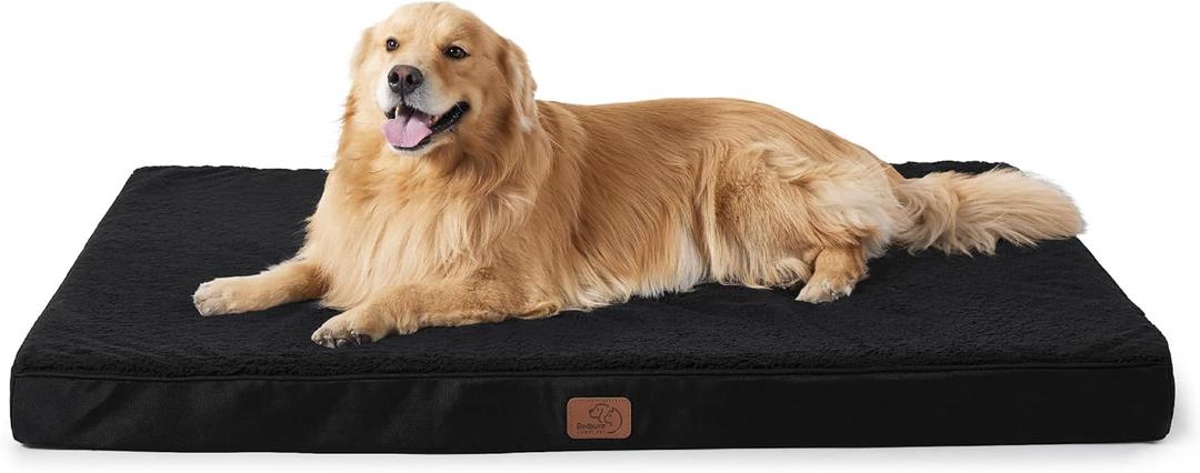 Bedsure XL Dog Bed Large Sized Dog -Orthopedic Waterproof Extra Large Pet Beds with Removable Washable Cover, Egg Crate Foam Mat, Suitable for Pet Up to 100 lbs (Black)