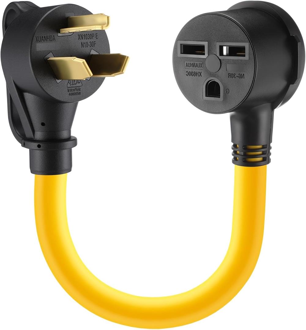 1FT Dryer Adapter Compatible with NEMA 240v 50 Amp Male Plug 30 Amp Female Receptacle Heavy Duty Generator EV Charger Power Cord Plug Adapter, Etl Listed(3 Prong to 3 Prong,10-30p to 6-30r)