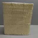 Coeusy 3 Gallon Paper Rope Bathroom Trash Can,Small Wicker Trash Cans with Lid and Liner,Woven Rattan Narrow Waste Basket for Bedroom,Office,White