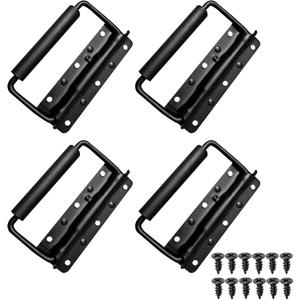 Spring Loaded Case Handle, 4Pack Steel Surface Mount Chest Handle with Rubber Grip, Box Handles Thickened 2mm
