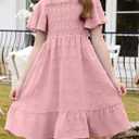 blibean Tween Girls Summer Dresses Kids Polka Dot Dress Size 6-15 Years (Pink)