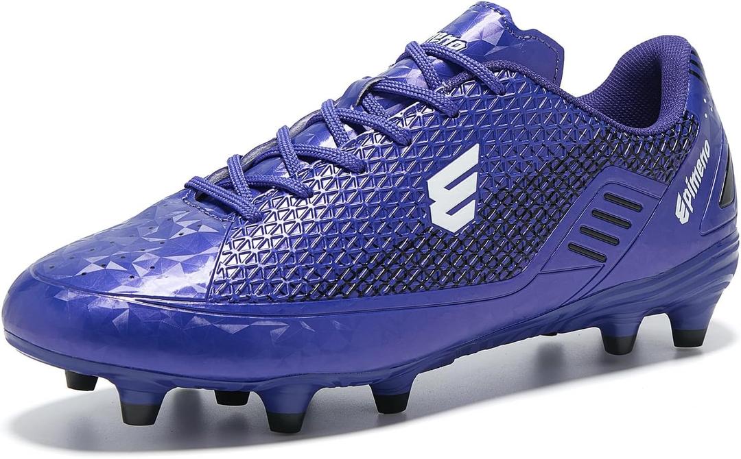 Women's Soccer Cleats for Men Lightweight Outdoor Rugby Football Shoes with Enhanced Grip and Comfort (6 Women/4.5 Men, Purple/Black)