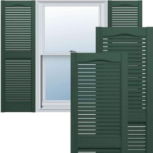 Ekena Millwork LL1S14X05200MG Lifetime Vinyl Standard Cathedral Top Center Mullion with Open Louver Shutters, 14 1/2" W x 52" H, Midnight Green, 1 Piece, 14.5 x 52