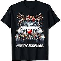 Merry Jeepmas Ugly Light Reindeer Christmas Affordable Price T-Shirt, XL 