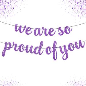 Purple Graduation Decorations 2026, We are So Proud of You Banner - Glitter 10 Feet, No DIY | Congratulations Banner Purple, Graduation Decorations Class of 2026, KatchOn