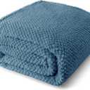 Whale Flotilla King Size Fuzzy Fleece Blanket, Fluffy Warm Soft Jacquard Bed Blankets for All Season, Lightweight and Cozy, 90x104 Inch, Slate Blue (King(90x104 In))