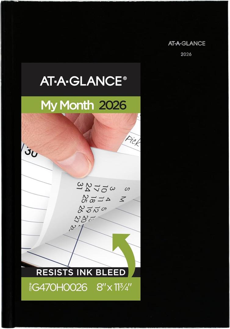 AT-A-GLANCE 2026 Planner, Monthly, 8" x 11-3/4", Large, Hardcover, DayMinder, Black (G470H0026)