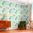 VaryStyle Cute Forest Wallpaper Peel and Stick Watercolor Green Fairy Cartoon Tree Wallpaper Kids Room Bedroom Nursery Floral Contact Paper for Cabinets Removable Self Adhesive Vinyl Mural 17.7"x118"