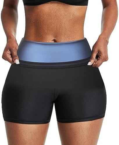 BODYSUNER Sauna Sweat Shorts Pants Compression Workout Gym Exercise Waist Trainer Body Shaper Thighs Tummy Control SM Black