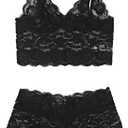 SweatyRocks Women's 2 Piece Lingerie Set Sheer Lace Cut Out Bra and Panty Teddy Lingerie, Black, XL