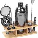 11Pcs-Cocktail Shaker Set Black Bartending Kit 25oz Cocktail Bar Set Cocktail Mix Drink Making Kit Professional Bar and Home Drink Bar Tools for BartenderGun-Metal Black