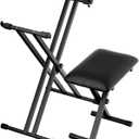 Keyboard Stand & Bench Set, Upgrade Heavy Duty Double-X Keyboard Stand, Adjustable & Portable Digital Piano Stand with Limit Rod