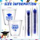 Sliner 200 Pcs graduation Plastic Shot Glasses 1.5 oz Clear Plastic Cups Disposable Graduation Birthday Cups Decorations for Graduated Tailgate Dinner Sports Event(Blue)
