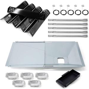Replacement Parts for Nexgrill 720-0882A 720-0925P 720-0925 720-0896 720-0896B 720-0896E, Grease Tray, 5 Pack Burner Tubes & Ignitors & Flame Tamers for Nexgrill 5 Burner 720-0882A Gas Grill