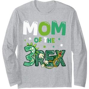 Mom of the Three Rex Birthday Dinosaur Family Matching Long Sleeve T-Shirt M