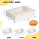 TOMNK 60pcs Mother's Day Cookie Boxes, 12x8x2.5 Inches 3 Style Bakery Boxes, Treat Containers with Window for Candies, Chocolate Strawberries, Cakes, Muffins, Donuts