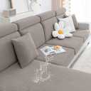 Smiry Waterproof Couch Cushion Covers, Stretch Jacquard Thick Sofa Cushion Covers, Washable Seat Slipcover Elastic Furniture Protector for Pets, Kid (3PC, Taupe)