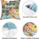 Fall Farmhouse Pumpkin Sunflowers Throw Pillow Covers 18x18 Inch Set of 4 Hello Autumn Thanksgiving Harvest Plaid Wood Grain Cushion Covers Home Decor for Couch Cushion Cases (Vase)