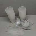 Roshtia 24 Pack Plastic Tumblers with Lid and Straw Reusable Cups Bulk Water Bottles Iced Coffee Travel Mug Cup for Birthdays Party Juices Adults Kids (White,16 oz)